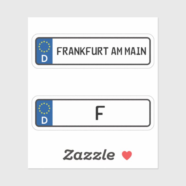 Sticker Frankfurt Am Main kennzeichen, Licence de voiture  (Feuille)