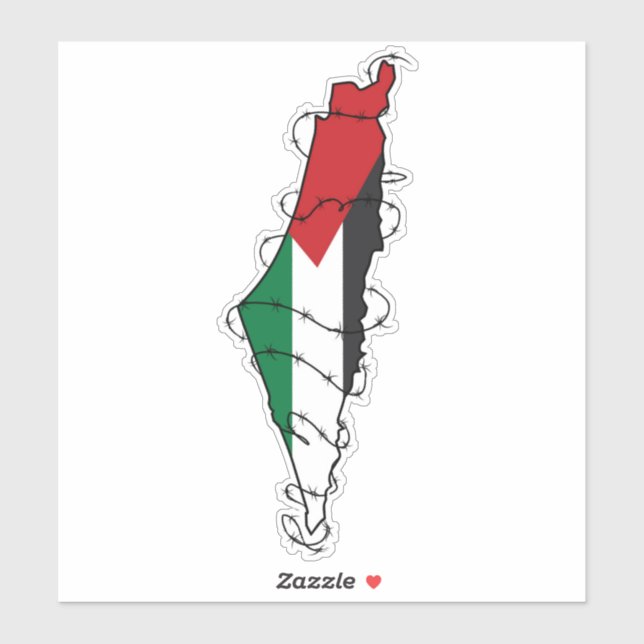 Sticker Free Palestine Barbared Wire Map Liberté palestini (Feuille)