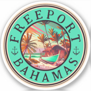 Sticker Freeport Bahamas Retro Sunset Travel Souvenir 1950
