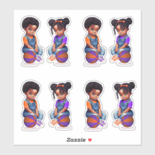 Sticker Freethrows Bows Purple Orange Basketball Garçon Fi