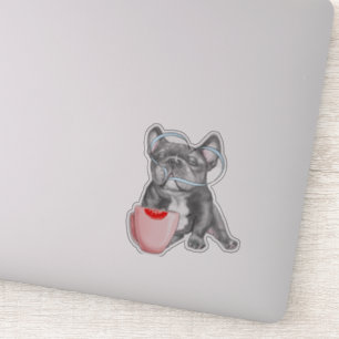 Sticker French Bulldog Love Café 4x4 pouces