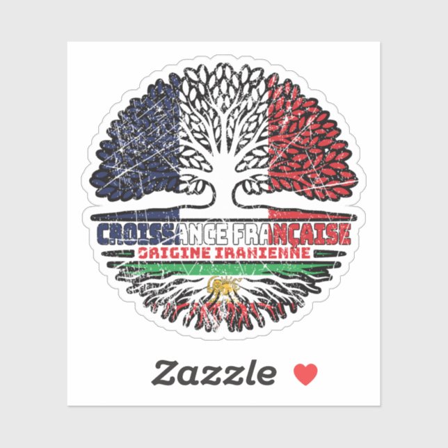 Sticker French Grown, Iranian Roots – Lion and Sun (Feuille)