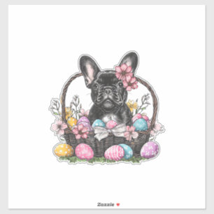 Sticker Frenchie Chien de Pâques Frenchie Chien Œufs Dessi