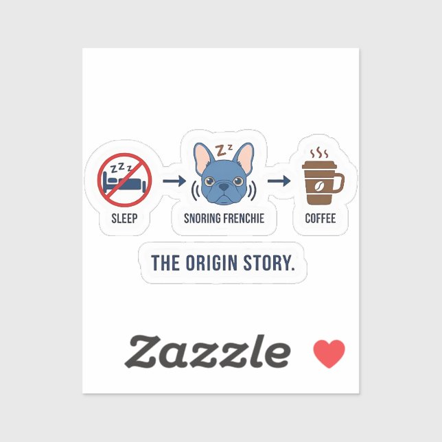 Sticker Frenchie Coffee Origin Story Funny Dog Mom French  (Feuille)