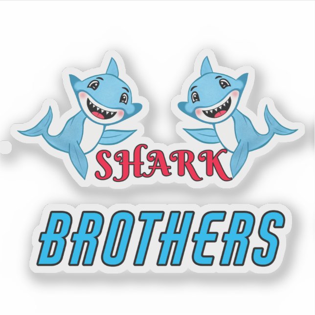 Sticker Frères de la famille requin heureux  (Devant)