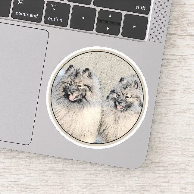 Sticker Frères Keeshond Peinture - Art de Chien Original (Détail)