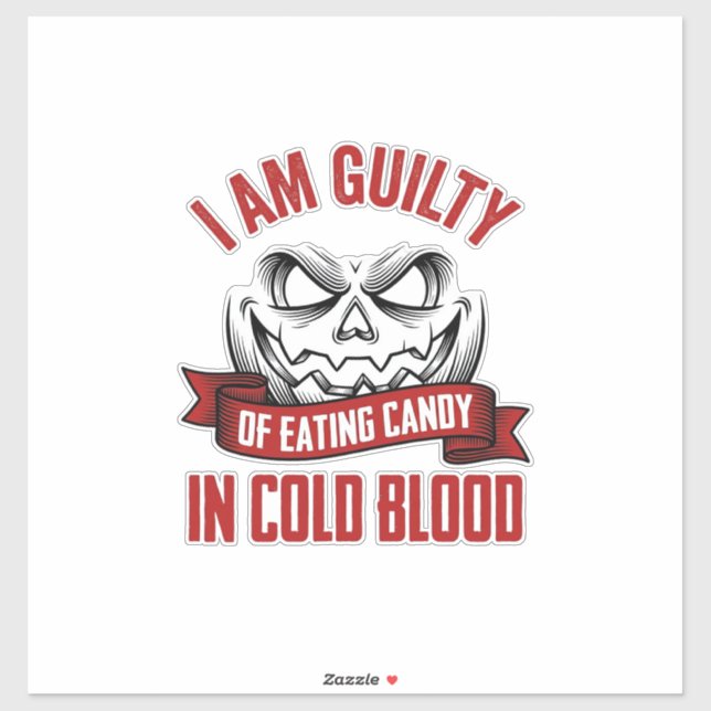 Sticker Friandise d'Halloween Coupable Design de citrouill (Feuille)