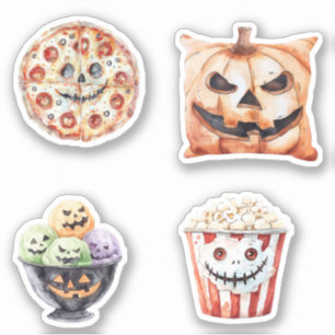 Sticker Friandises d'Halloween Popcorn Pizza Crème glacée