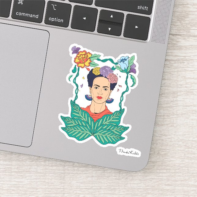 Sticker Frida Kahlo Graphisme du cadre floral (Détail)