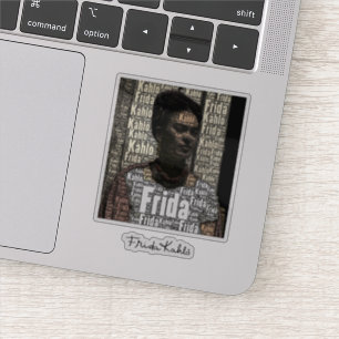 Sticker Frida Kahlo marquant avec des lettres le portrait