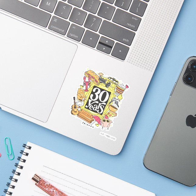 Sticker FRIENDS™ | Graphisme 30 ans (Ordinateur portable avec iPhone)