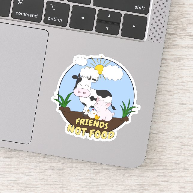 Sticker Friends Not Food - Vache mignonne, porc et poulet (Détail)