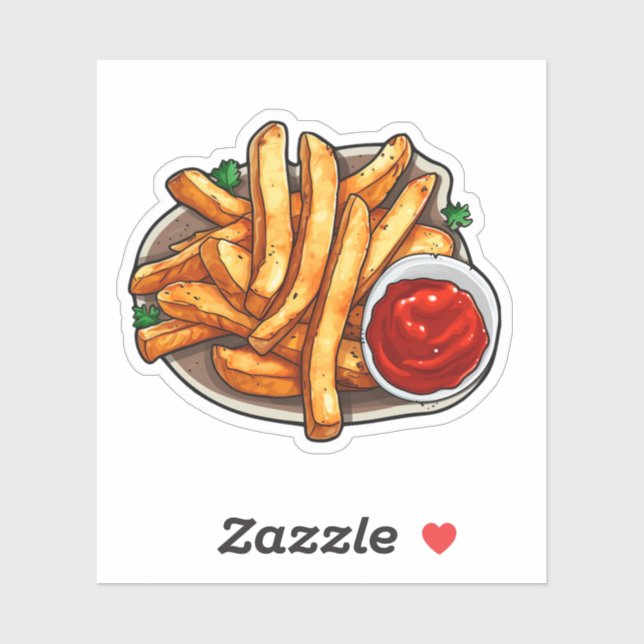 Sticker frites avec ketchup (Feuille)