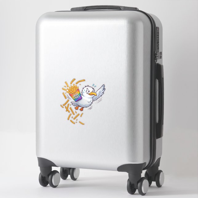 Sticker Frites de la Fierté Mignonne Mouette - Blague Drôl (Sur valise)