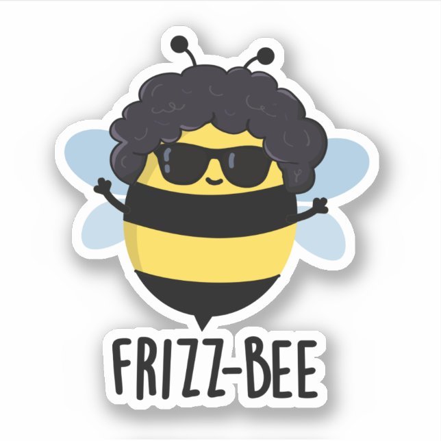 Sticker Frizz-Bee Funny Afro Bee Pun (Devant)