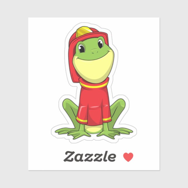 Sticker Frog as Firefighter avec Helmet (Feuille)
