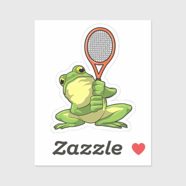 Sticker Frog at Tennis with Tennis racket (Feuille)