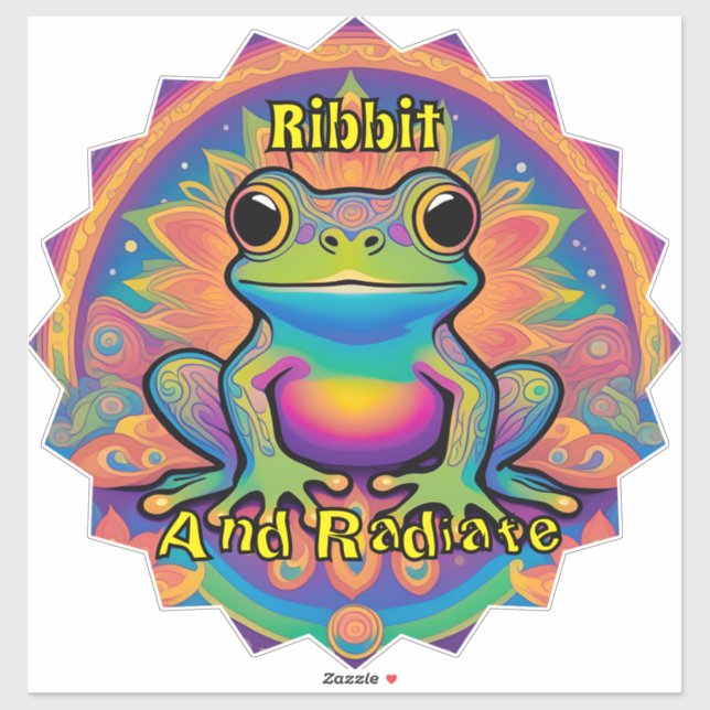 Sticker Frog de Ribbit et de Radiate - Boho Psychedelic Su (Feuille)