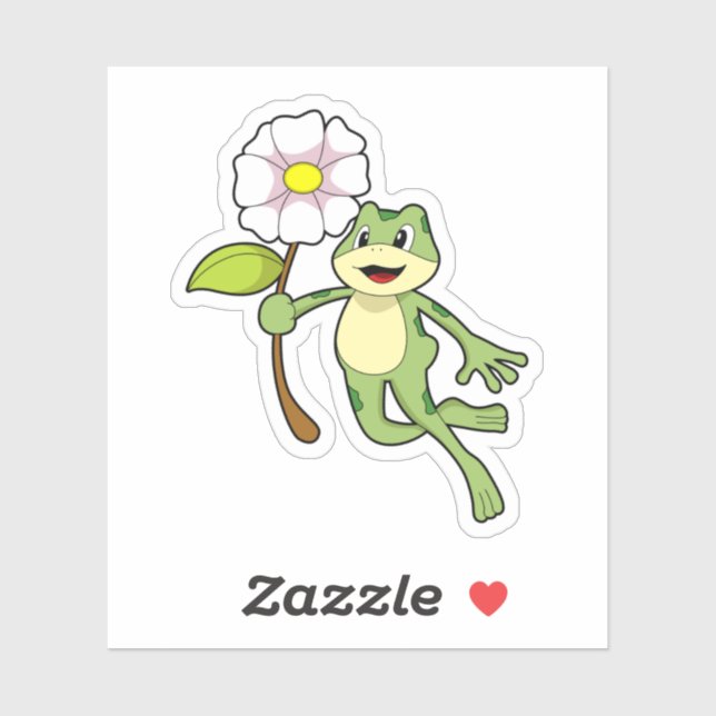 Sticker Frog with Flower. (Feuille)