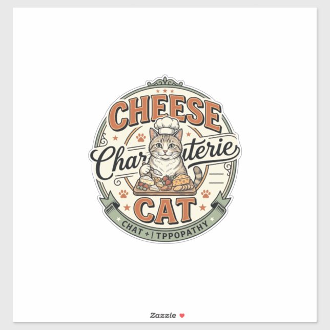 Sticker Fromage Charcuterie Chat Fromage Charcuterie Chat  (Feuille)