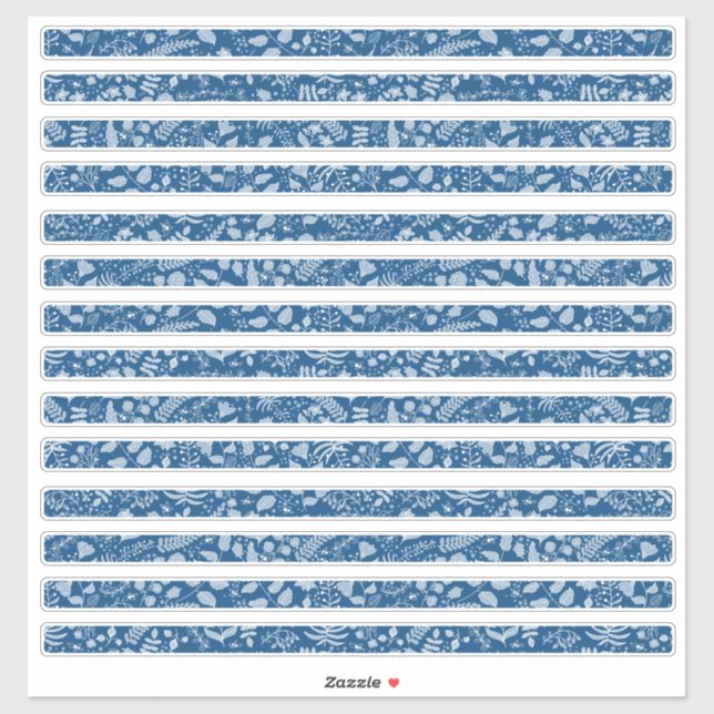 Sticker Frontières Florales Bohème Classiques Bleus (Feuille)