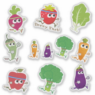 Sticker Fruit de bande dessinée mignonne et ensemble