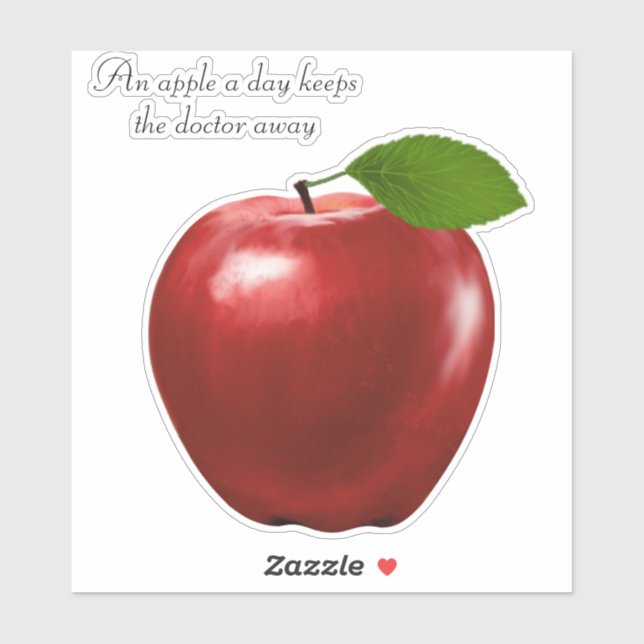 Sticker Fruit de pomme rouge et citation (Feuille)
