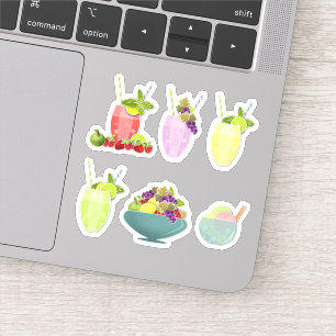 Sticker Fruits santé glace cocktails cerise citron
