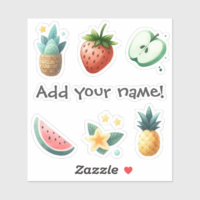 Sticker Fruits tropicaux colorés Vintages Fleurs Plantes (Feuille)