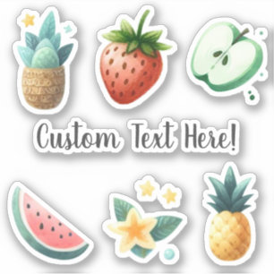 Sticker Fruits tropicaux Fleurs Plantes Texte personnalisé