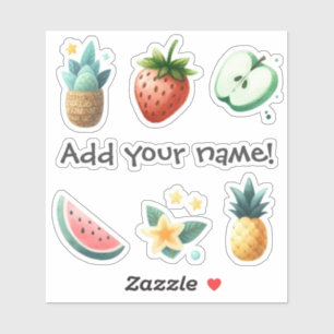 Sticker Fruits tropicaux Fleurs Plantes Texte personnalisé