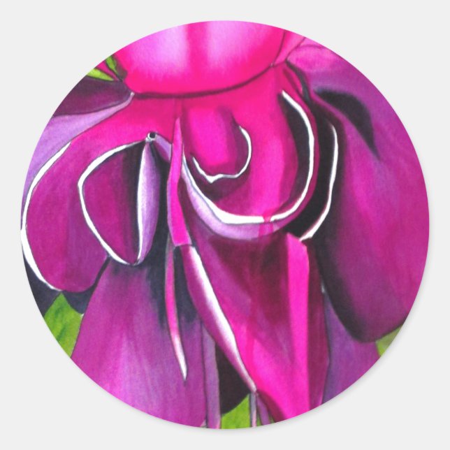 Sticker Fuchsia pop art watercolour flower (Devant)