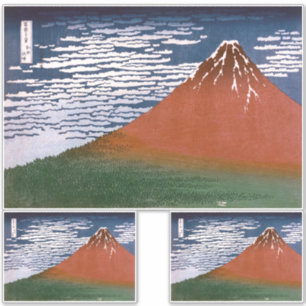 Sticker Fuji rouge, Aka Fujiyama Volcan Katsushika Hokusai