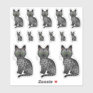 Sticker Fumer égyptien Mau Cute Cartoon Chats