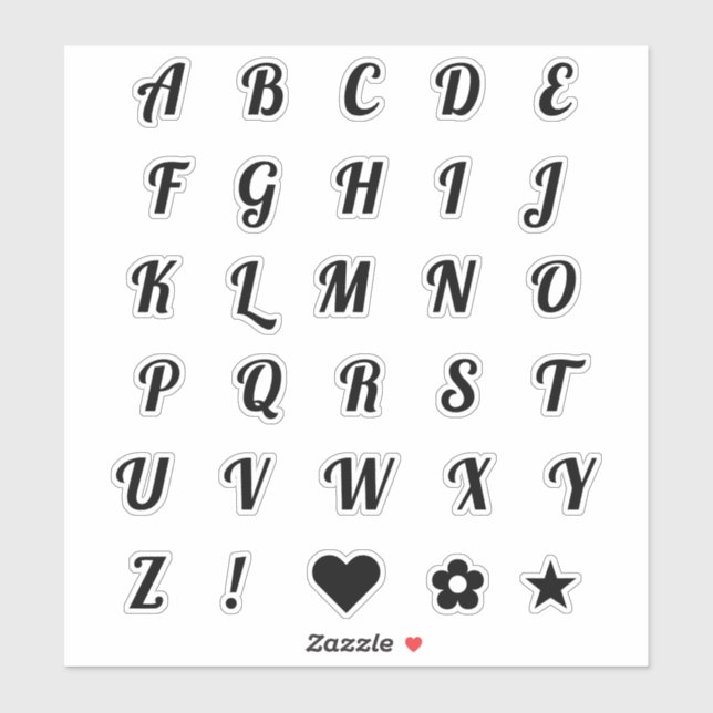 Sticker Fun Black Police Alphabet Lettres Monogrammes init (Feuille)