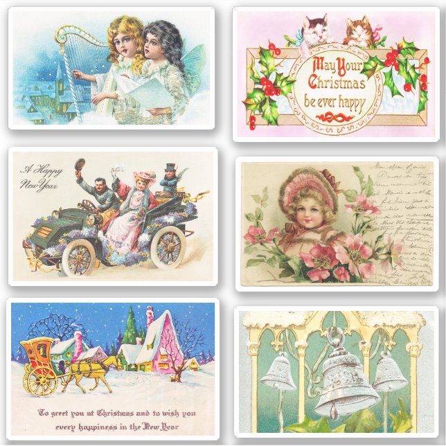 Sticker Fun Festive Vintage Cartes de Noël Scrapbooking (Devant)