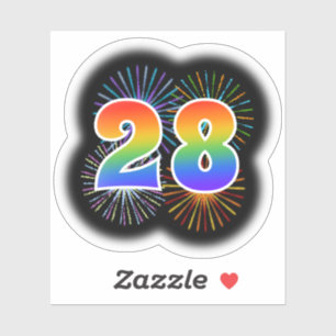 Sticker Fun Fireworks + Rainbow Motif "28" N° d'événeme