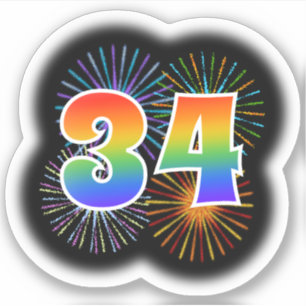 Sticker Fun Fireworks + Rainbow Motif "34" N° d'événeme