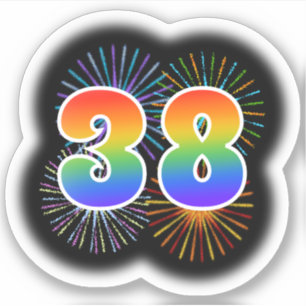 Sticker Fun Fireworks + Rainbow Motif "38" N° d'événement