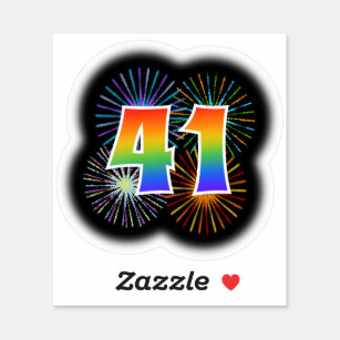 Sticker Fun Fireworks + Rainbow Motif "41" N° d'événement