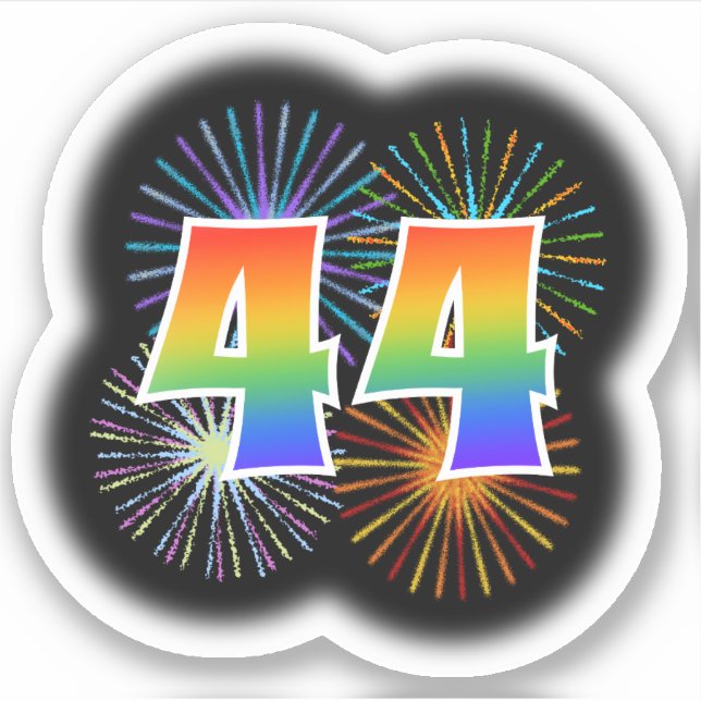 Sticker Fun Fireworks + Rainbow Motif "44" N° d'événement (Devant)