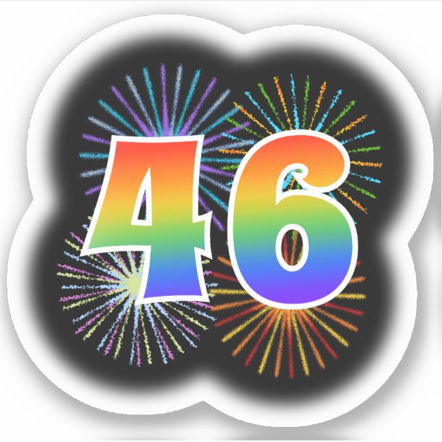 Sticker Fun Fireworks + Rainbow Motif "46" N° d'événement (Devant)
