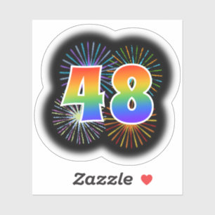 Sticker Fun Fireworks + Rainbow Motif "48" N° d'événement