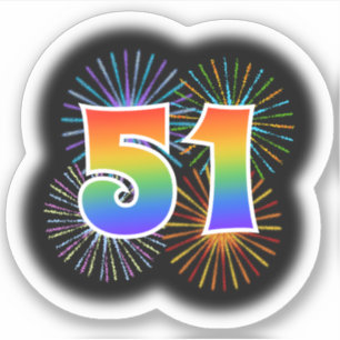 Sticker Fun Fireworks + Rainbow Motif "51" N° d'événement