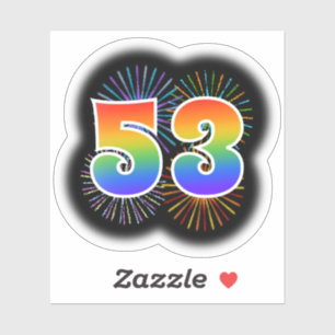 Sticker Fun Fireworks + Rainbow Motif "53" N° d'événement