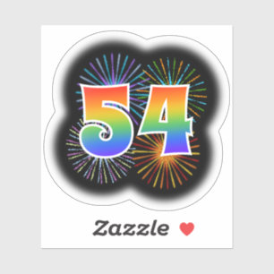Sticker Fun Fireworks + Rainbow Motif "54" N° d'événement