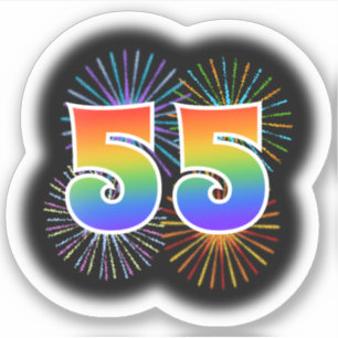 Sticker Fun Fireworks + Rainbow Motif "55" N° d'événement