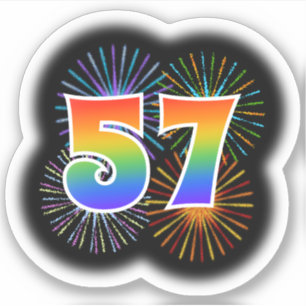 Sticker Fun Fireworks + Rainbow Motif "57" N° d'événement