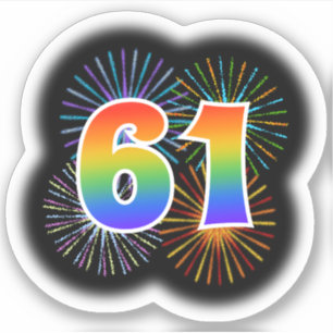 Sticker Fun Fireworks + Rainbow Motif "61" N° d'événement