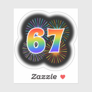 Sticker Fun Fireworks + Rainbow Motif "67" N° d'événement